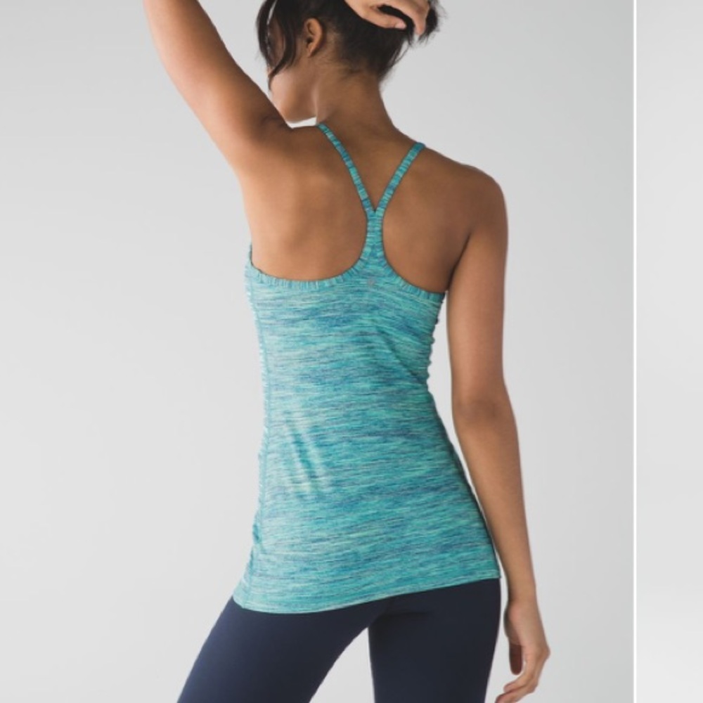 Lululemon power y tank luon teal size 4